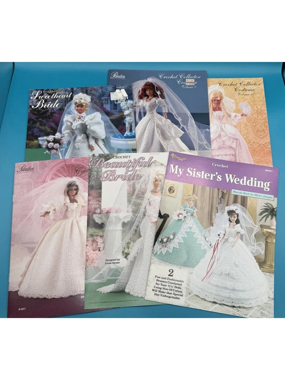 Lot Of 9 Vintage Barbie Size Wedding Crocheted Dress Patterns
